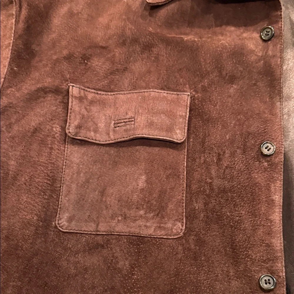 Vintage GUESS Men's Dark Brown Suede Shirt Jacket - Picture 8 of 16